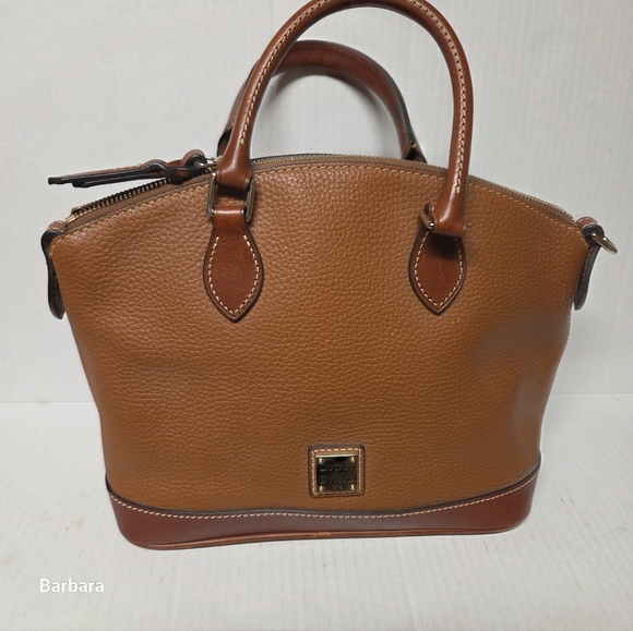 Dooney & Bourke Handbags - Dooney & Bourke Darcy Carmel 2-Tone Pebble Grain Leather Medium Dome Satchel
